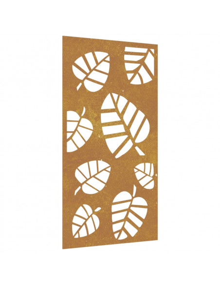 Decorazione Muro da Giardino 105x55 cm Foglia Acciaio Corten
