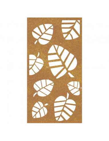 Decorazione Muro da Giardino 105x55 cm Foglia Acciaio Corten