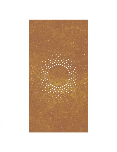 Decorazione Muro da Giardino 105x55 cm Sole in Acciaio Corten
