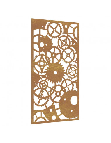 Decorazione Muro Giardino 105x55 cm Ingranaggio Acciaio Corten