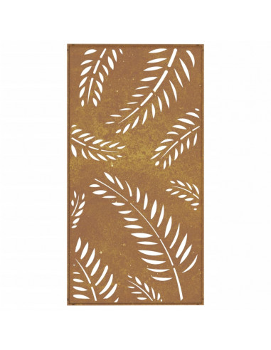 Decorazione Muro da Giardino 105x55 cm Foglia Acciaio Corten