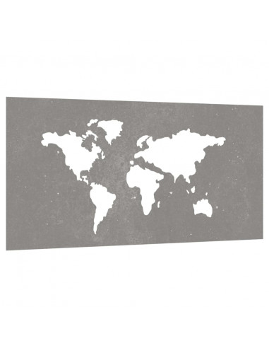 Decorazione Muro Giardino 105x55 cm Mappa Mondo Acciaio Corten