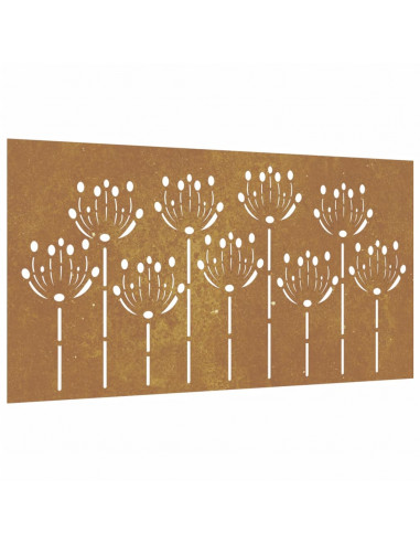 Decorazione Muro da Giardino 105x55 cm Fiore in Acciaio Corten