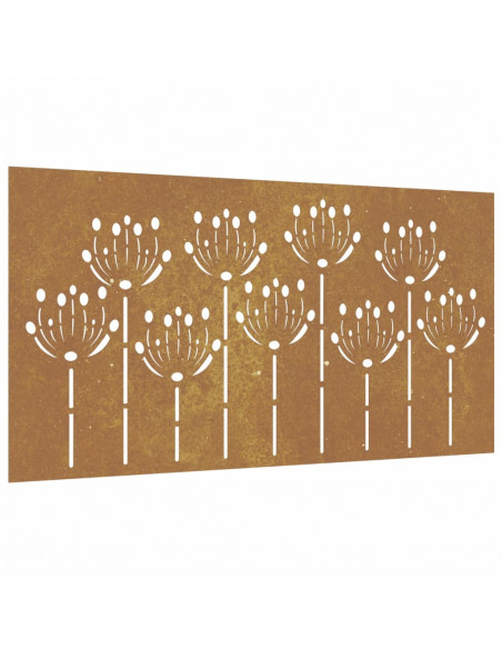 Decorazione Muro da Giardino 105x55 cm Fiore in Acciaio Corten