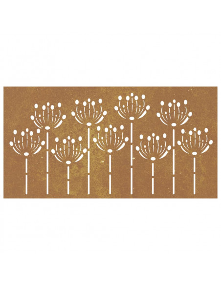 Decorazione Muro da Giardino 105x55 cm Fiore in Acciaio Corten