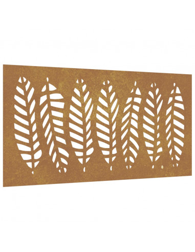 Decorazione Muro da Giardino 105x55 cm Foglia Acciaio Corten