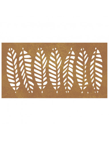Decorazione Muro da Giardino 105x55 cm Foglia Acciaio Corten