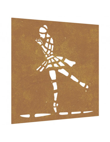 Decorazione Muro Giardino 55x55 cm Ballerina in Acciaio Corten