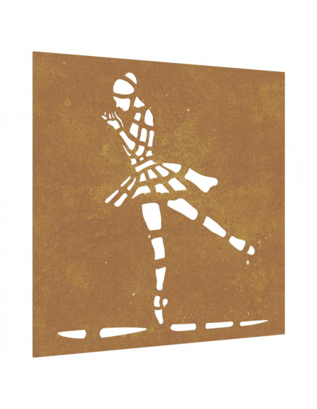 Decorazione Muro Giardino 55x55 cm Ballerina in Acciaio Corten