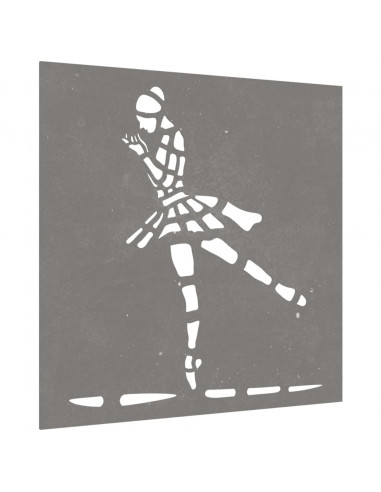 Decorazione Muro Giardino 55x55 cm Ballerina in Acciaio Corten
