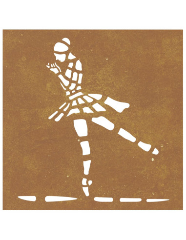 Decorazione Muro Giardino 55x55 cm Ballerina in Acciaio Corten