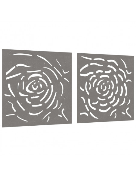 Decorazioni Muro Giardino 2 pz 55x55 cm Rosa in Acciaio Corten