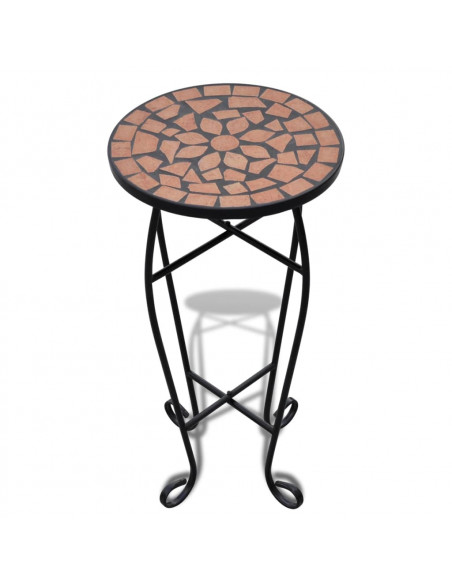 Tavolino per Piante con Mosaico Terracotta