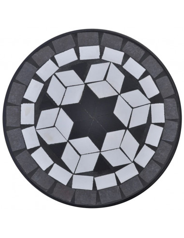 Tavolino per Piante con Mosaico Nero e Bianco