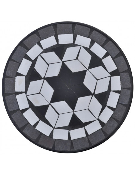 Tavolino per Piante con Mosaico Nero e Bianco