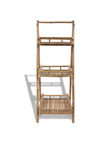 Supporto pieghevole per piante con 3 mensole in bambù