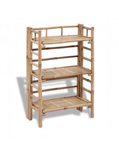 Supporto per Piante a 3 Ripiani in Bambù