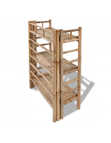 Supporto per Piante a 3 Ripiani in Bambù