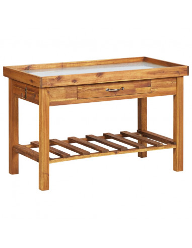 Banco da Lavoro per Giardino Piano in Zinco e Massello d'Acacia