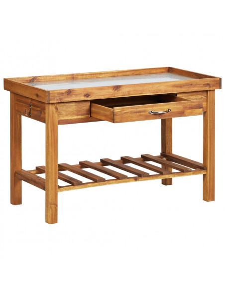 Banco da Lavoro per Giardino Piano in Zinco e Massello d'Acacia