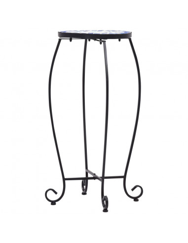 Tavolini con Mosaico 3 pz Blu e Bianco in Ceramica