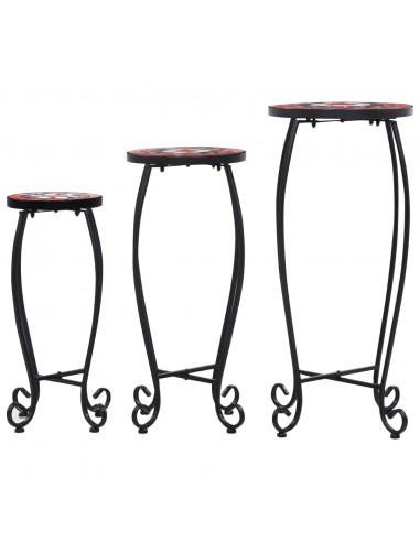 Tavolini con Mosaico 3 pz Terracotta e Bianco in Ceramica