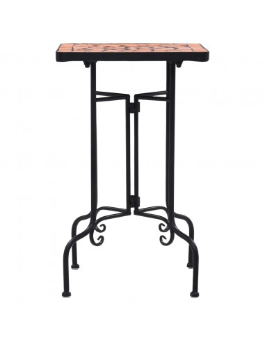 Tavolino di Servizio con Mosaico Terracotta in Ceramica