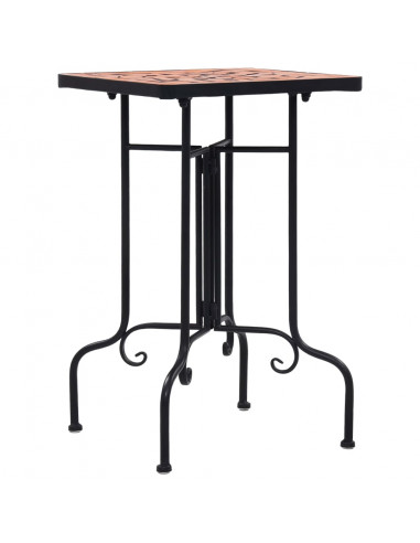 Tavolino di Servizio con Mosaico Terracotta in Ceramica