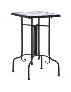 Tavolino di Servizio con Mosaico Blu e Bianco in Ceramica 2