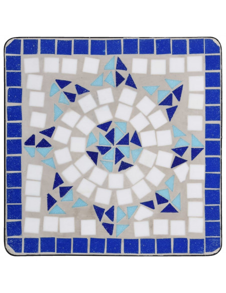 Tavolino di Servizio con Mosaico Blu e Bianco in Ceramica