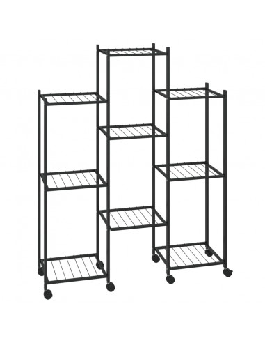 Portafiori con Ruote 83x25x103,5 cm Ferro Nero