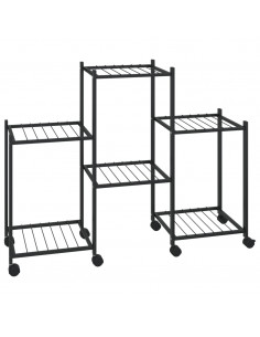 Portafiori con Ruote 83x25x63,5 cm Ferro Nero 2