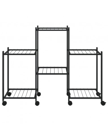 Portafiori con Ruote 83x25x63,5 cm Ferro Nero