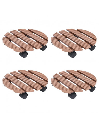 Carrelli Porta Piante 4 pz Marroni Ø30x7,5 cm WPC