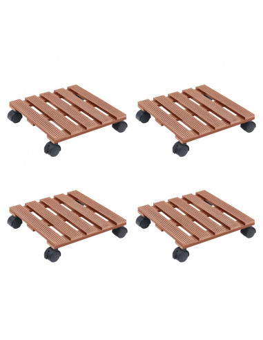 Carrelli Porta Piante 4 pz Marroni 30x30x7,5 cm WPC