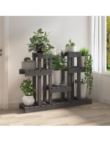 Supporto per Piante Grigio 104,5x25x77,5 cm in Massello di Pino