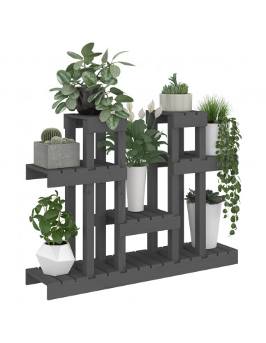 Supporto per Piante Grigio 104,5x25x77,5 cm in Massello di Pino