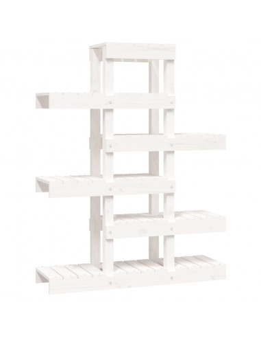 Supporto per Piante Bianco 85x25x109,5cm Legno Massello di Pino