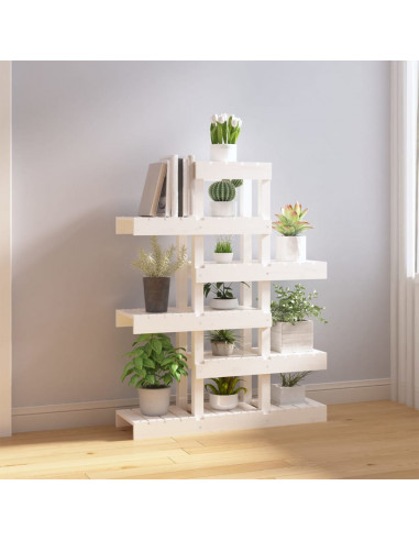 Supporto per Piante Bianco 85x25x109,5cm Legno Massello di Pino