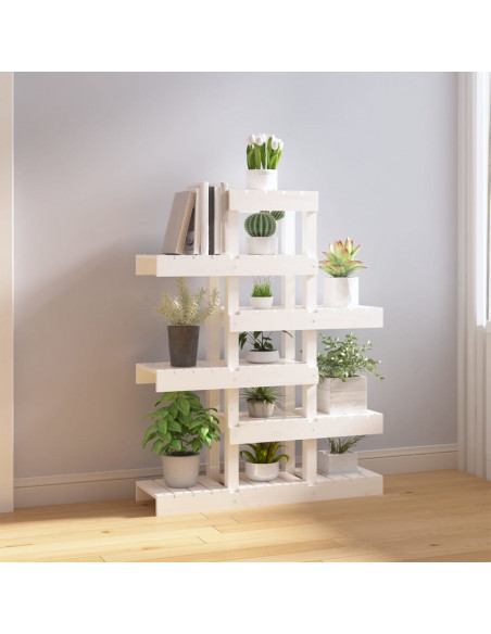 Supporto per Piante Bianco 85x25x109,5cm Legno Massello di Pino