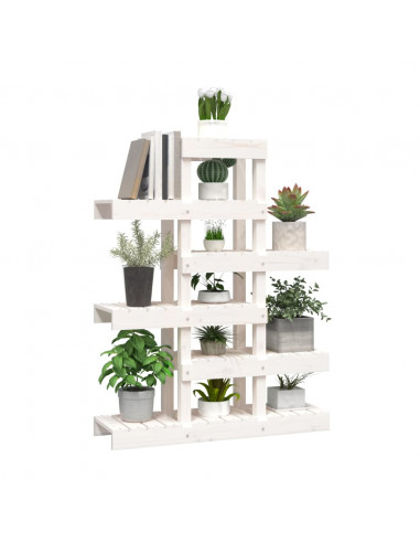 Supporto per Piante Bianco 85x25x109,5cm Legno Massello di Pino