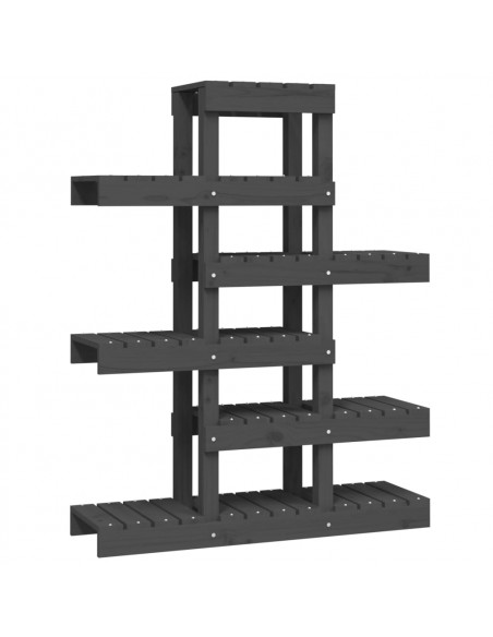 Supporto per Piante Grigio 85x25x109,5cm Legno Massello di Pino