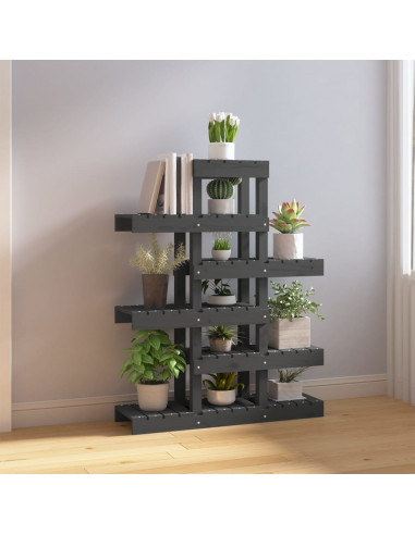 Supporto per Piante Grigio 85x25x109,5cm Legno Massello di Pino