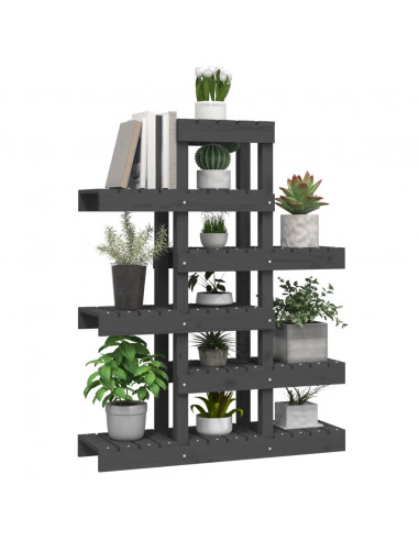 Supporto per Piante Grigio 85x25x109,5cm Legno Massello di Pino