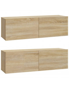 Set di Mobili Porta TV 3 pz Rovere Sonoma in Legno Multistrato