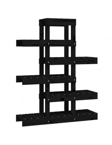 Supporto per Piante Nero 85x25x109,5 cm Legno Massello di Pino