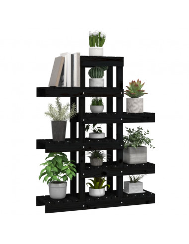 Supporto per Piante Nero 85x25x109,5 cm Legno Massello di Pino