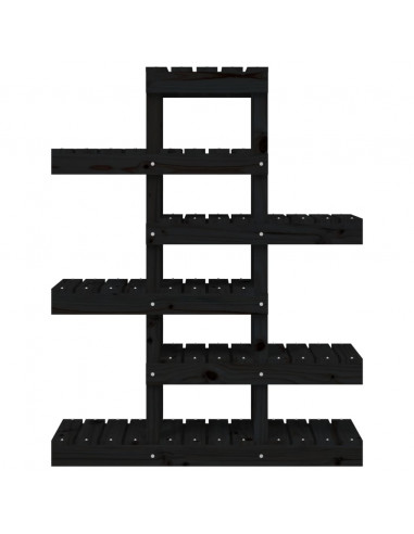 Supporto per Piante Nero 85x25x109,5 cm Legno Massello di Pino