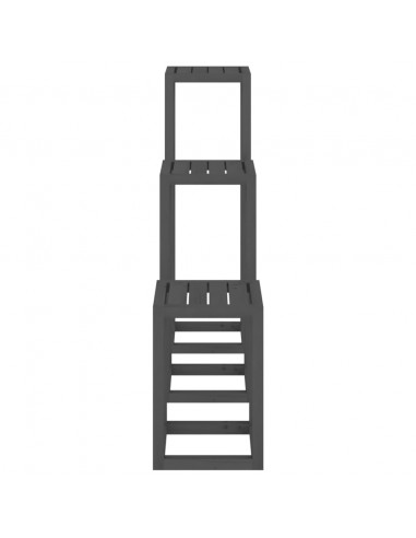 Set Supporti per Piante 3 pz Grigio in Legno Massello di Pino