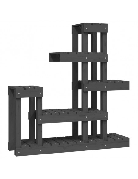 Supporto per Piante Grigio 92x25x97 cm Legno Massello di Pino